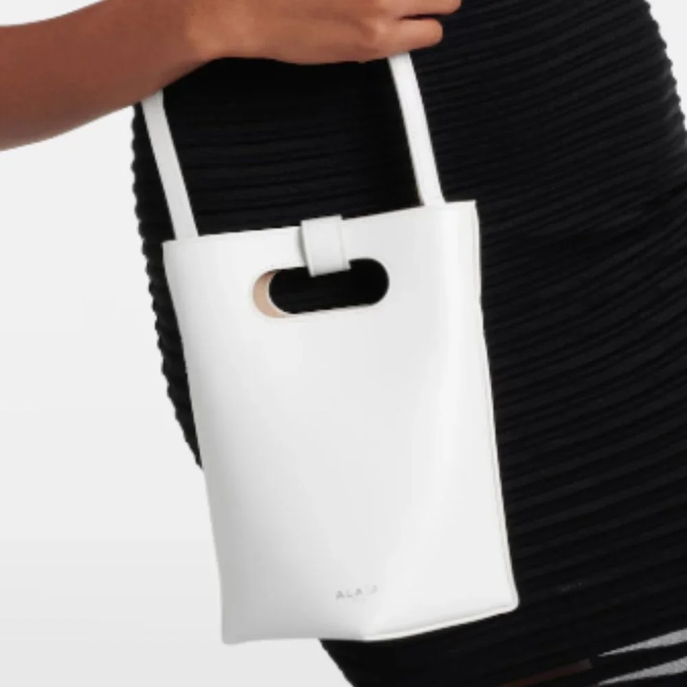Alaïa Folded Small Leather Tote Bag- Blanc Optique